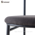 Modern Black Armless Chair Fabric Upholstery Iron Legs